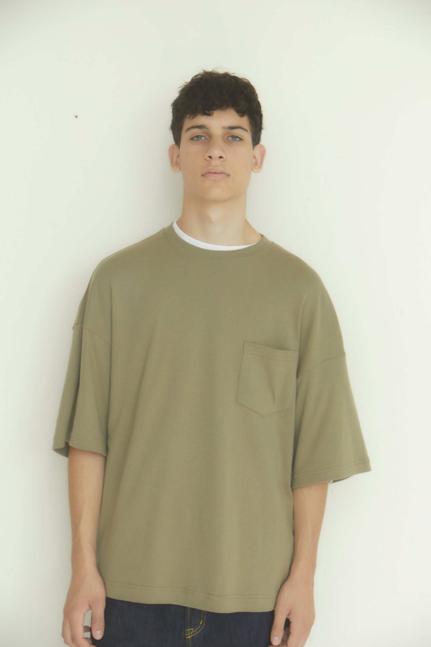 BRD DOUBLE JERSEY WIDE POCKET TEE / KHAKI BROWN