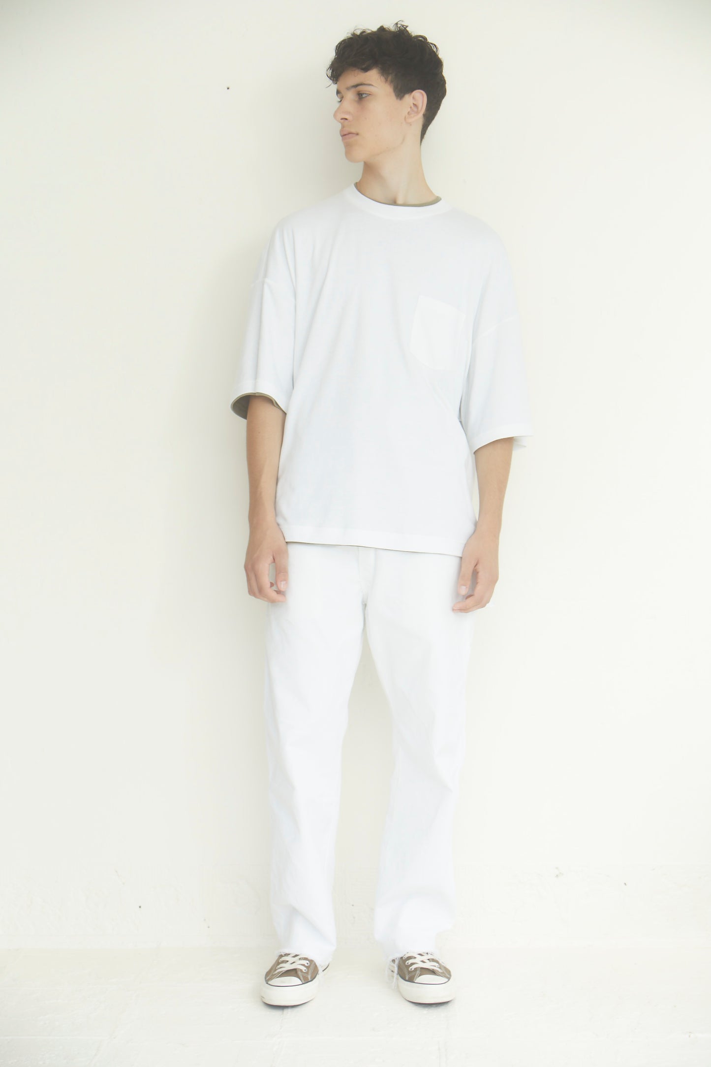 BRD DOUBLE JERSEY WIDE POCKET TEE / WHITE