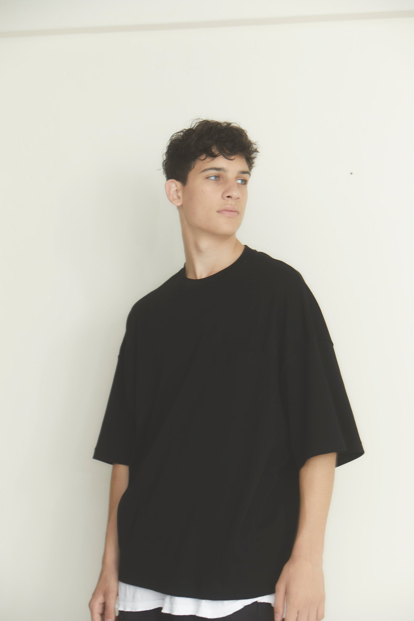 BRD DOUBLE JERSEY WIDE POCKET TEE / BLACK