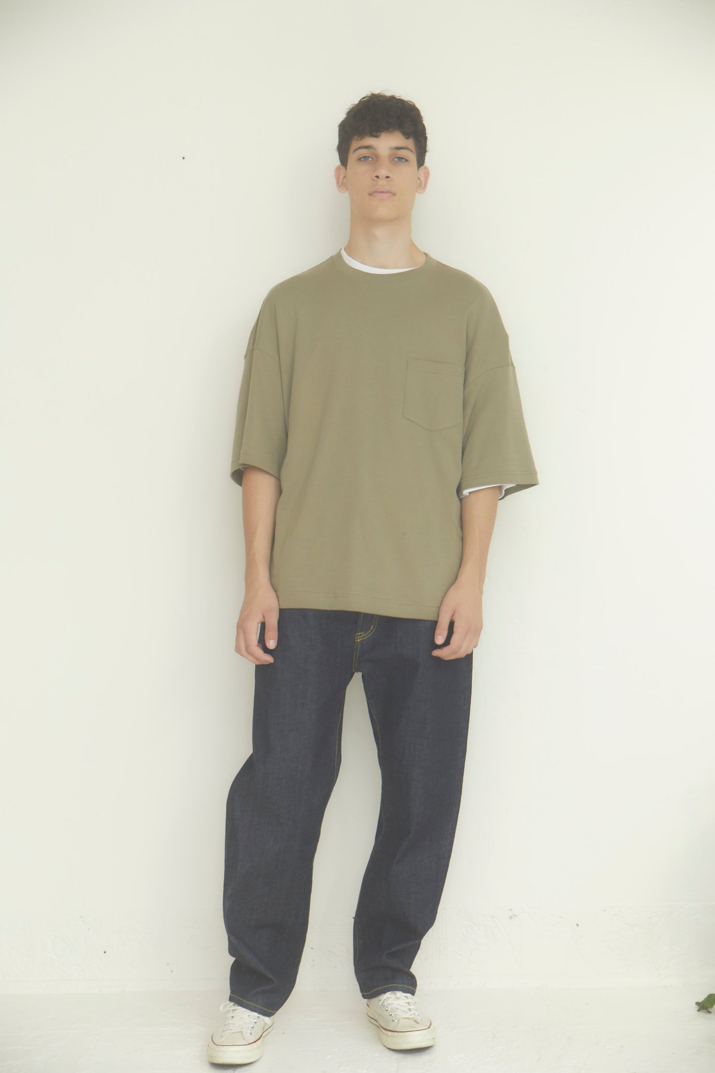 BRD DOUBLE JERSEY WIDE POCKET TEE / KHAKI BROWN