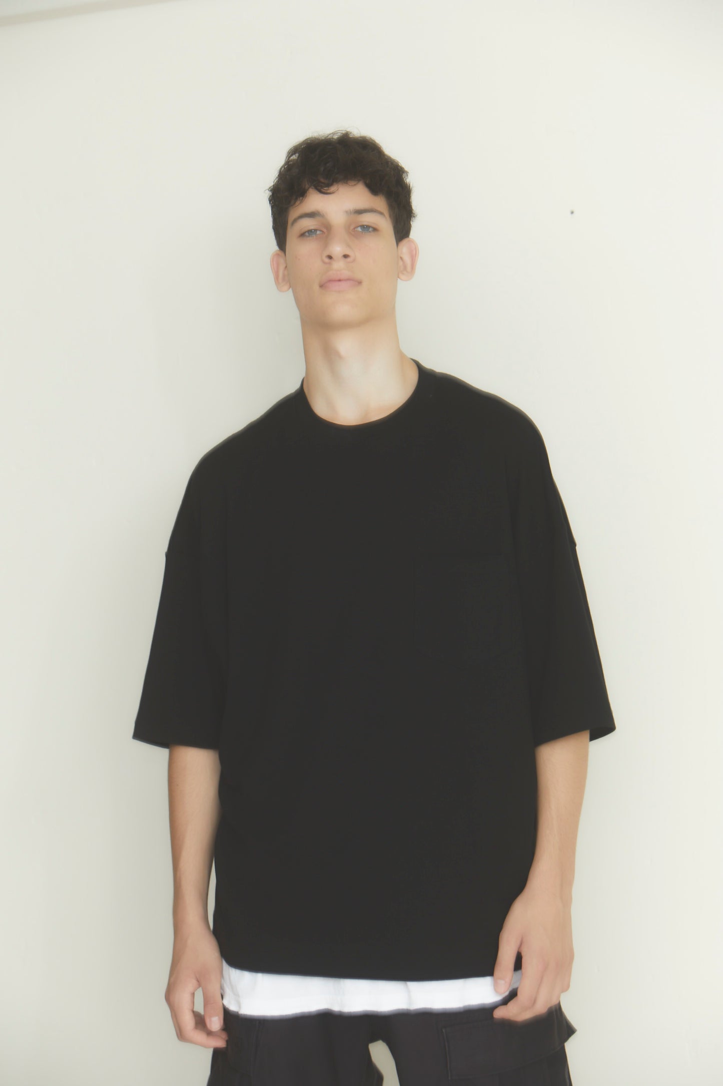 BRD DOUBLE JERSEY WIDE POCKET TEE / BLACK