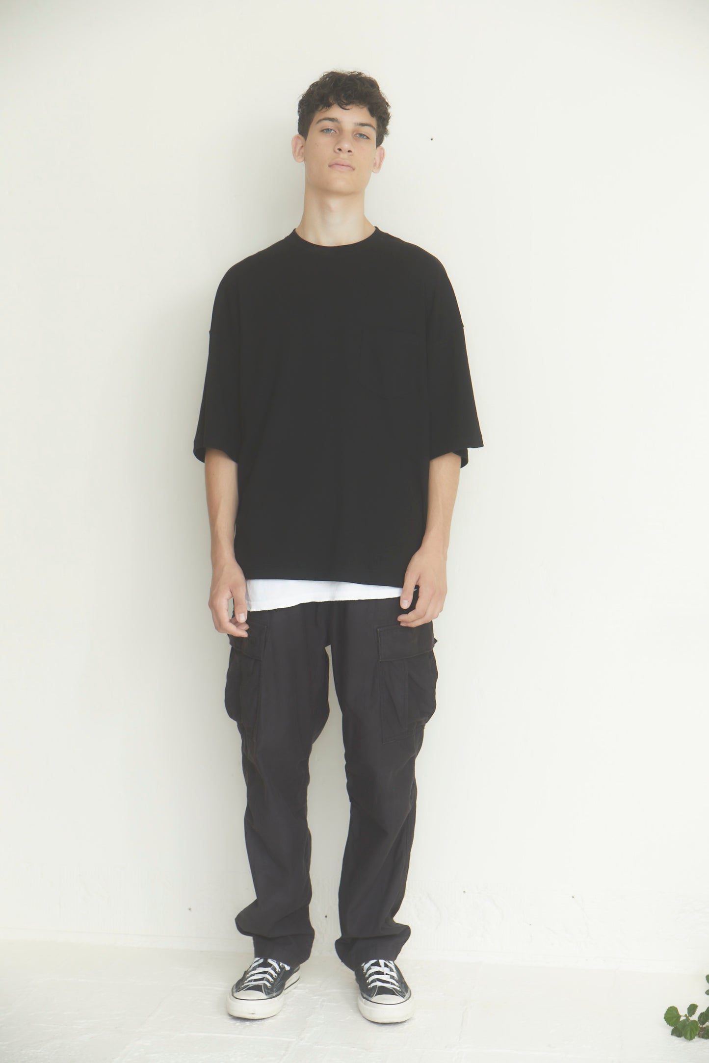 BRD DOUBLE JERSEY WIDE POCKET TEE / BLACK