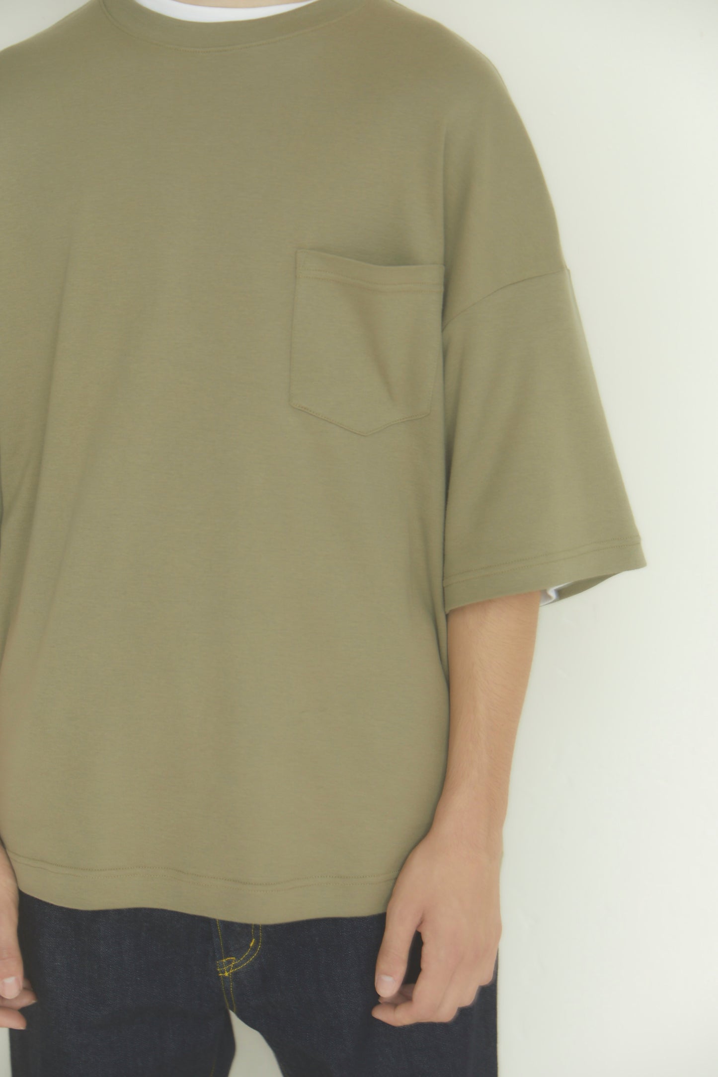 BRD DOUBLE JERSEY WIDE POCKET TEE / KHAKI BROWN