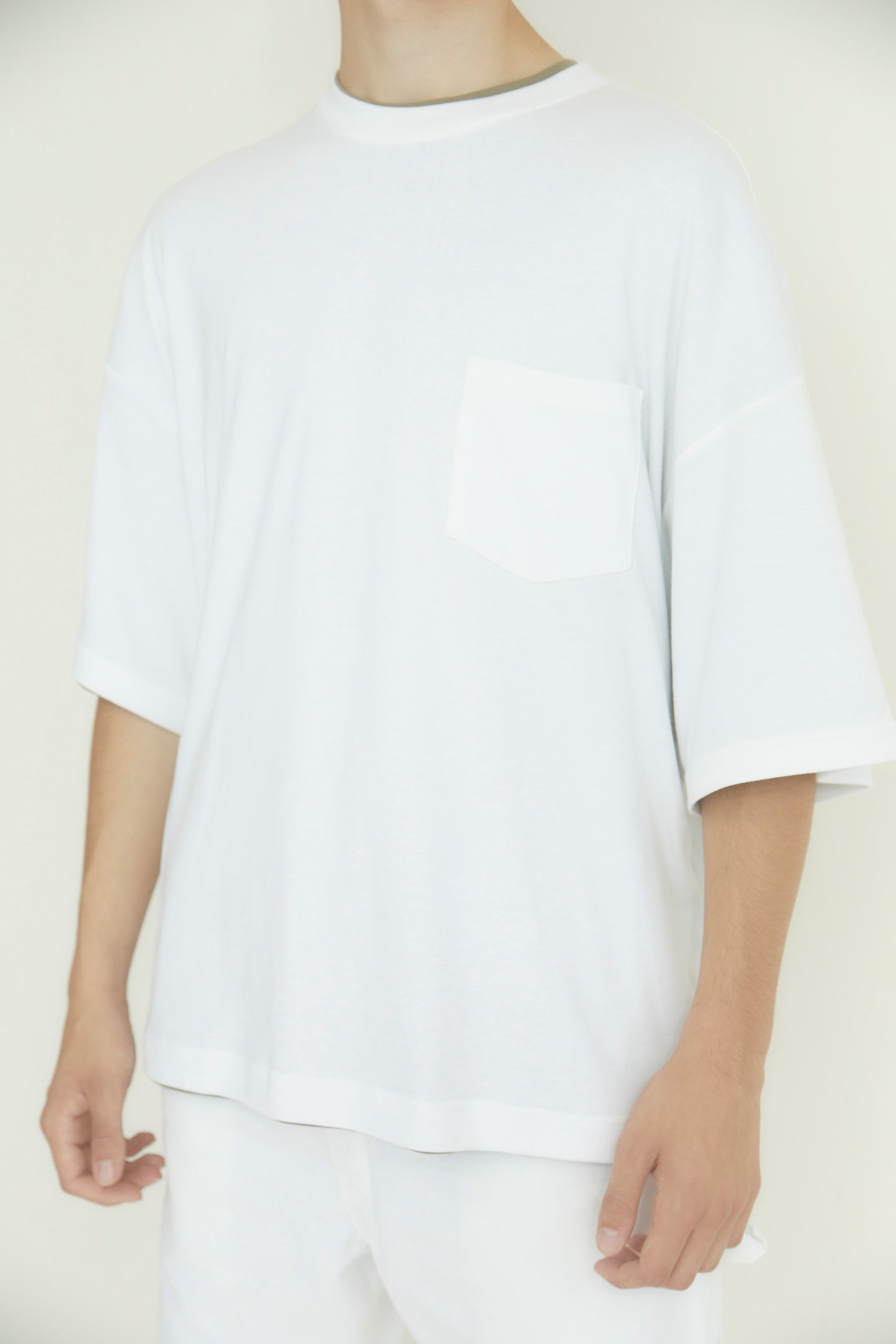 BRD DOUBLE JERSEY WIDE POCKET TEE / WHITE