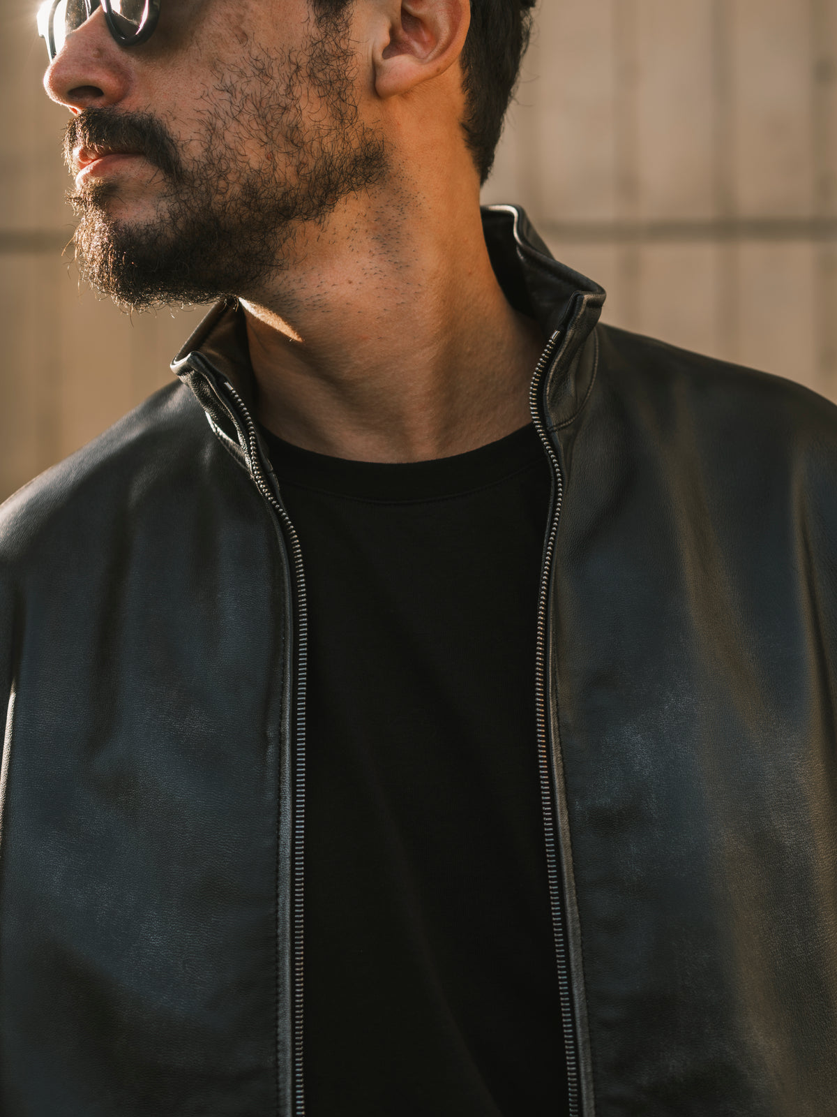BRD BASIC LEATHER JACKET / VINTAGE BLACK