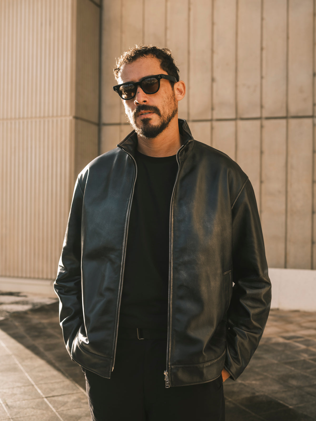 BRD BASIC LEATHER JACKET / VINTAGE BLACK