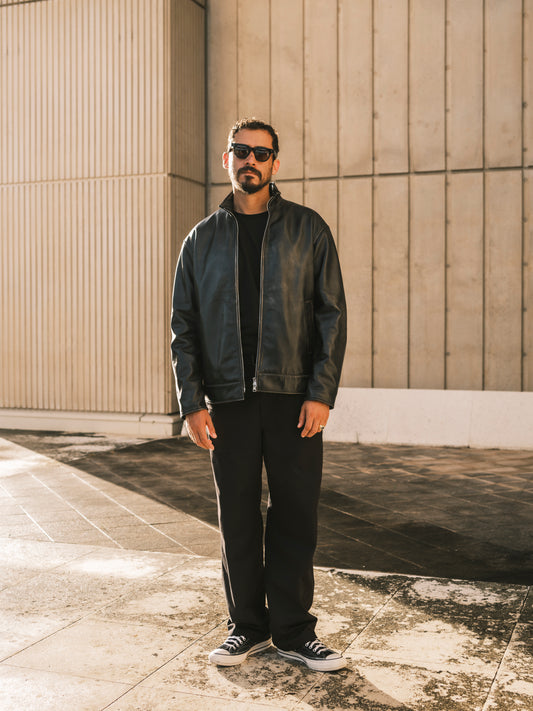 BRD BASIC LEATHER JACKET / VINTAGE BLACK