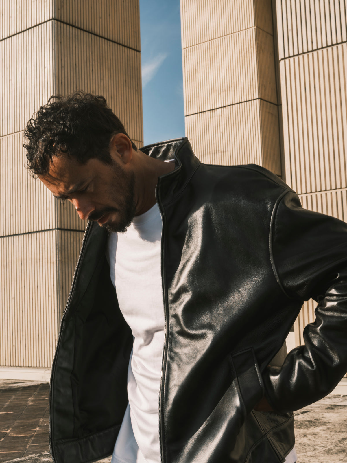 BRD BASIC LEATHER JACKET / VINTAGE BLACK
